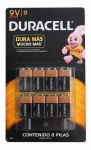 PILA 9V ALCALINA MCA DURACELL PAQUETE 8 PZASPILAS ALCALINAS